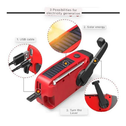 Compact Hand Crank AM FM Radio with Flashlight