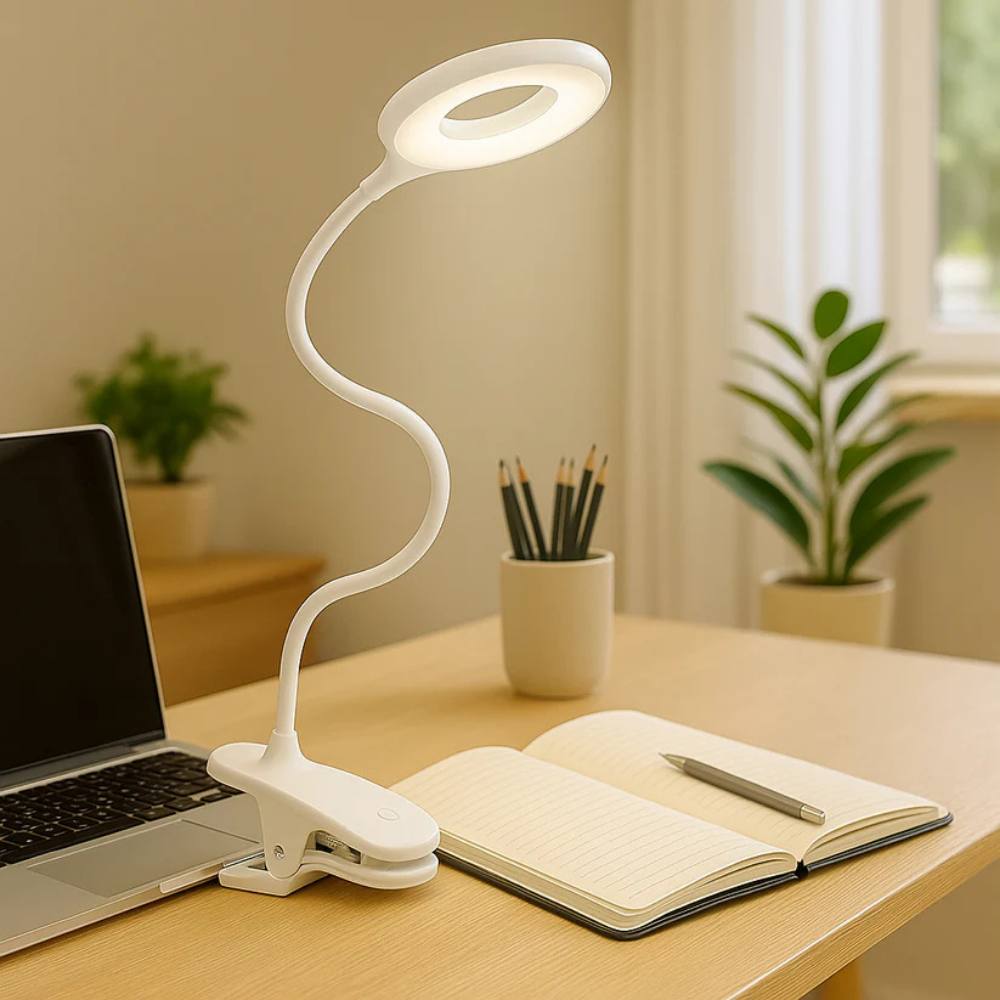 Portable Clip On Desk Lamp with Adjustable Arm