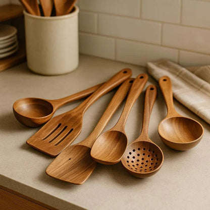 Rustic Wooden Kitchen Tool Set, Durable and Stylish