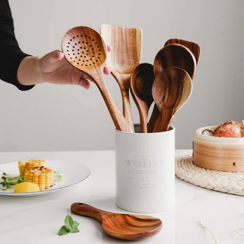 Rustic Wooden Kitchen Tool Set, Durable and Stylish
