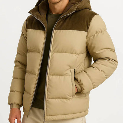 Warm Waterproof Men's Puffer Coat with Hood