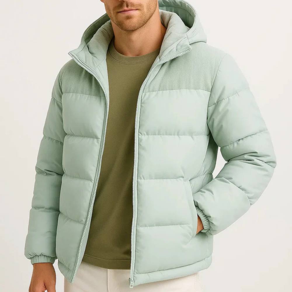 Warm Waterproof Men's Puffer Coat with Hood
