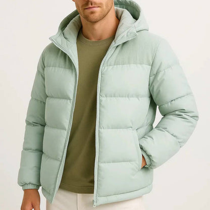 Warm Waterproof Men's Puffer Coat with Hood
