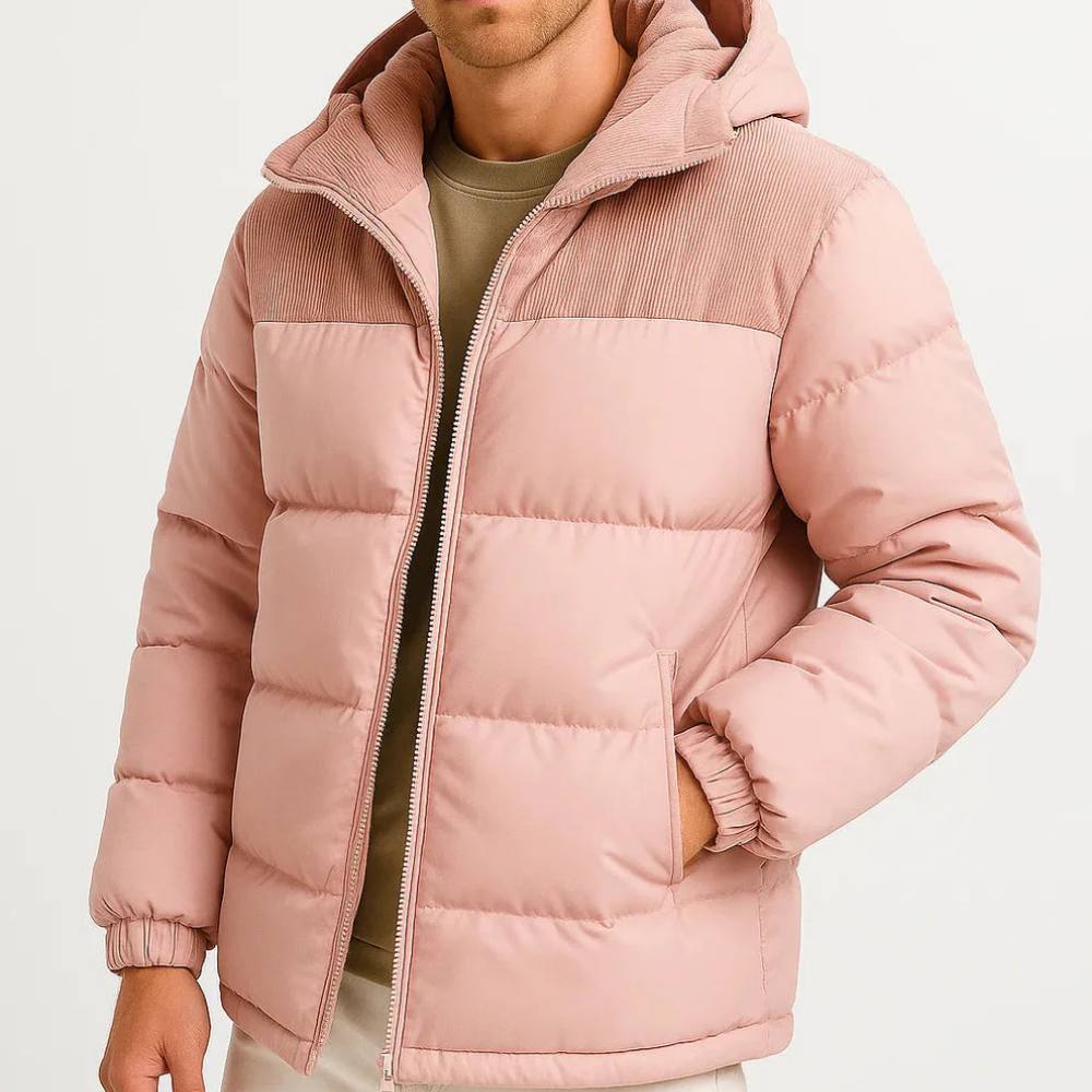 Warm Waterproof Men's Puffer Coat with Hood