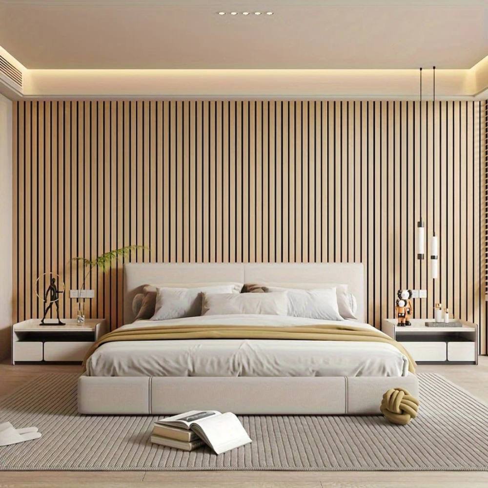 Peel and Stick Wooden Wall Panels with 3D Texture