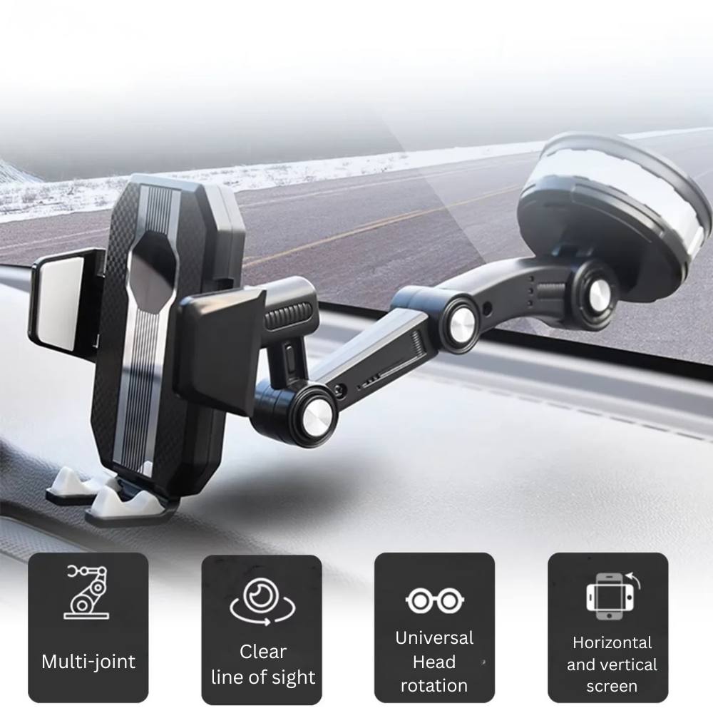 Easy Fit Car Phone Holder with Secure Grip and Adjustable Rotation