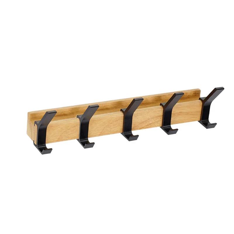 Space Saving 5 Hook Wooden Coat Rack Modern Design