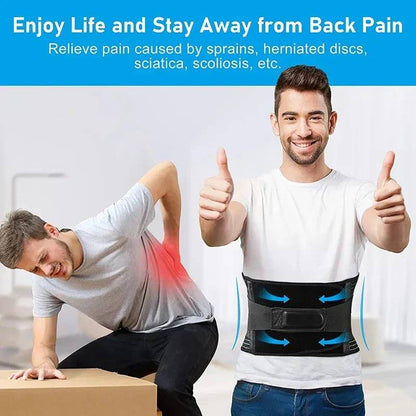 Ergonomic Lumbar Back Brace with Adjustable Steel Support