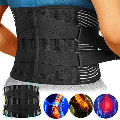Ergonomic Lumbar Back Brace with Adjustable Steel Support