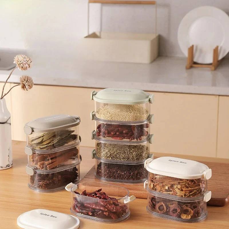 Compact Kitchen Spice Jar Containers