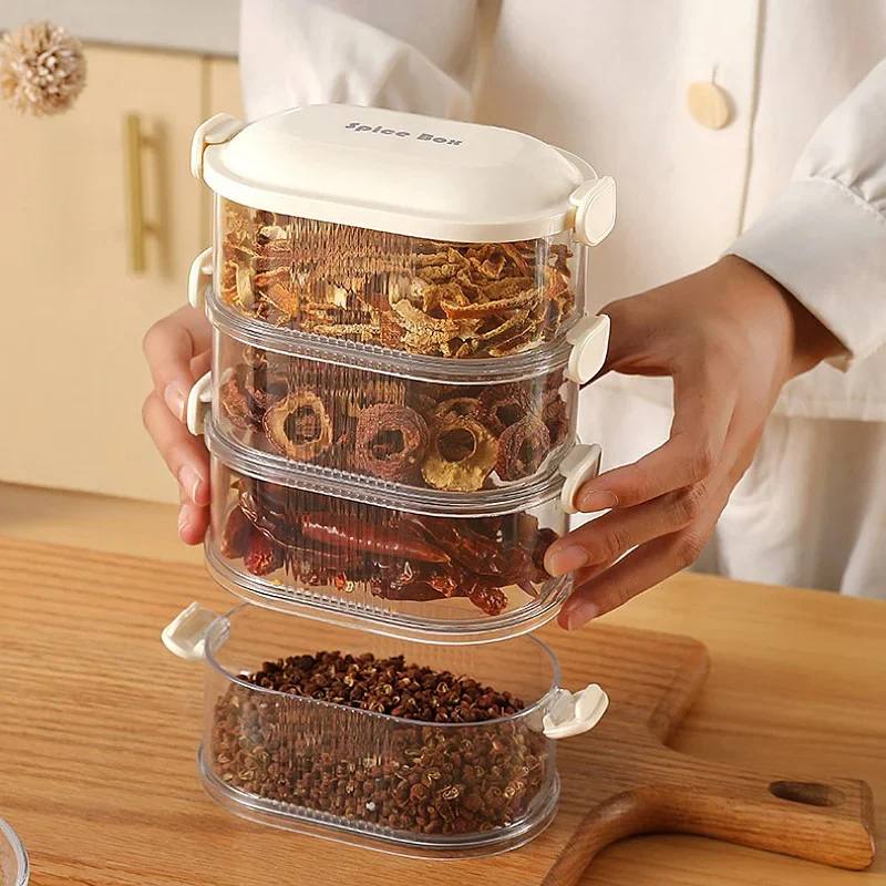 Compact Kitchen Spice Jar Containers