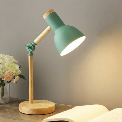 Modern Wooden Table Lamp with Adjustable Arm and Touch Control