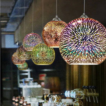 Colorful Hanging Glass Ball Pendant Light