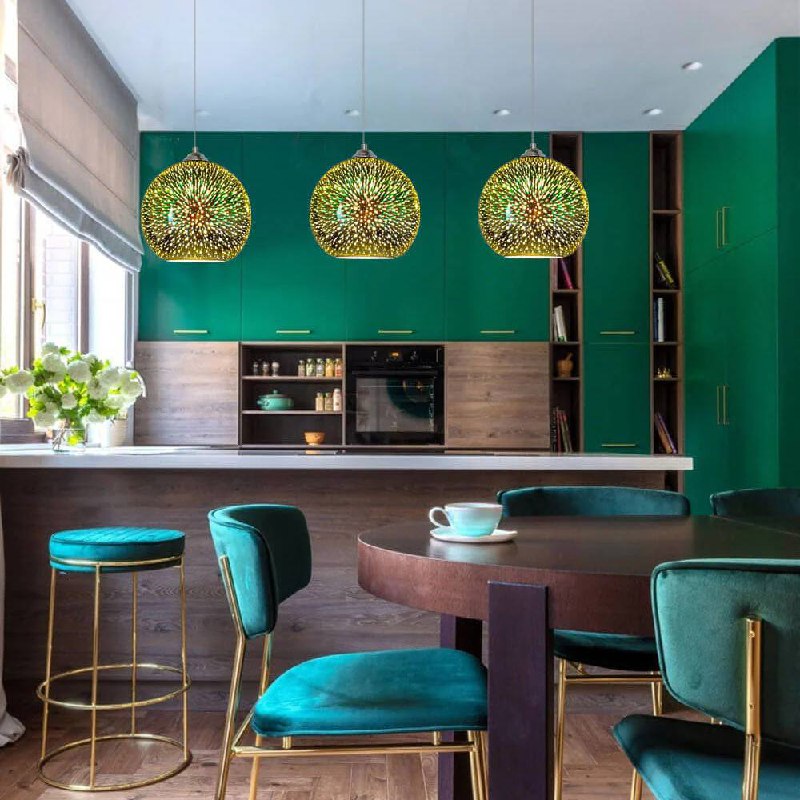 Colorful Hanging Glass Ball Pendant Light