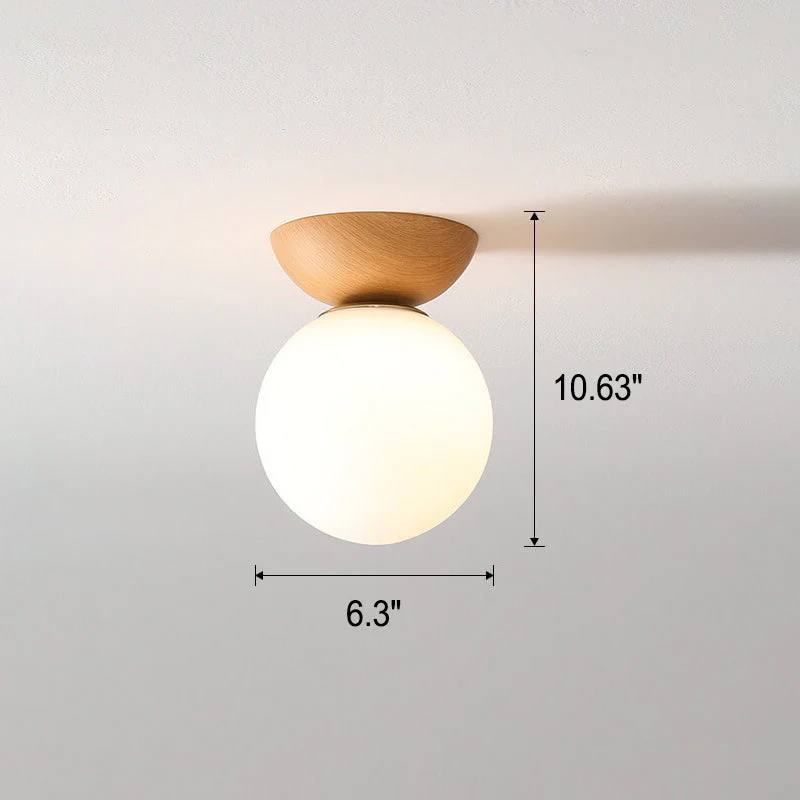 Round Wooden Pendant Glass Lamp