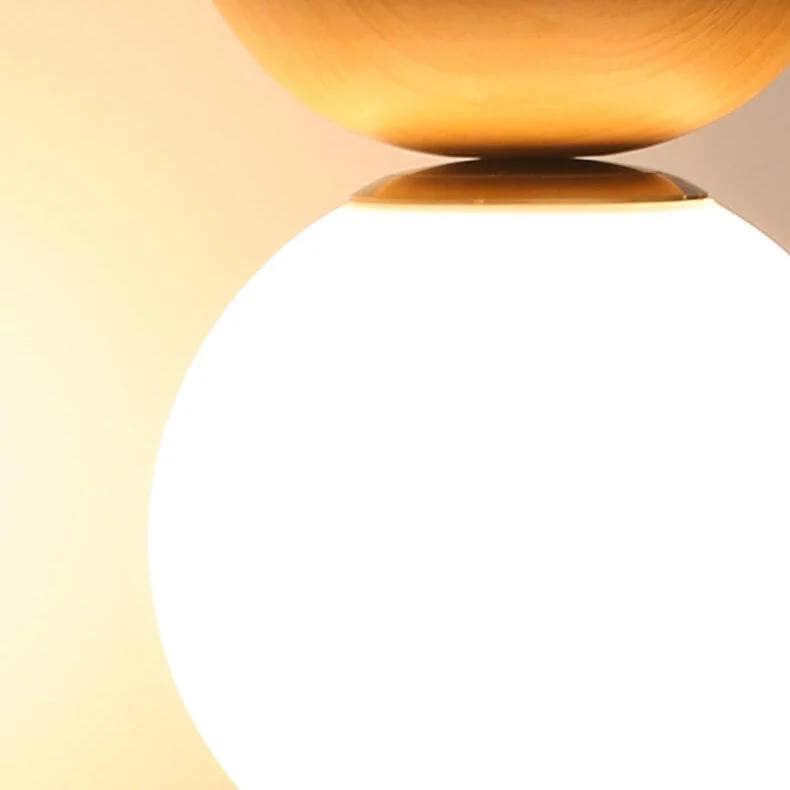 Round Wooden Pendant Glass Lamp