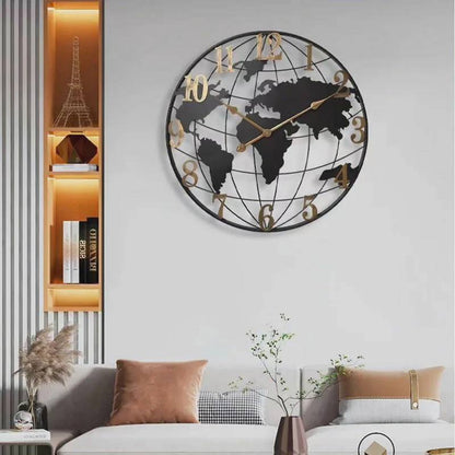 Big Vintage World Map Wall Clock 24 Inches
