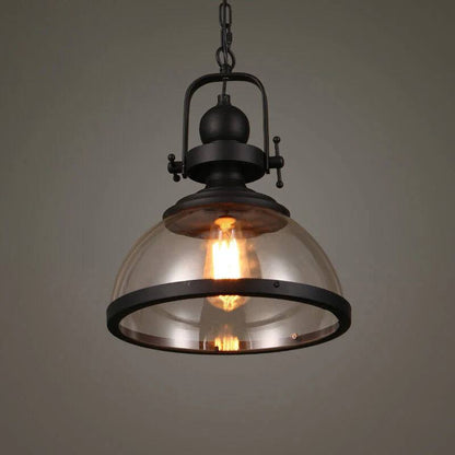 Round Glass Drop Ceiling Light, Vintage Metal Pendant Lamp