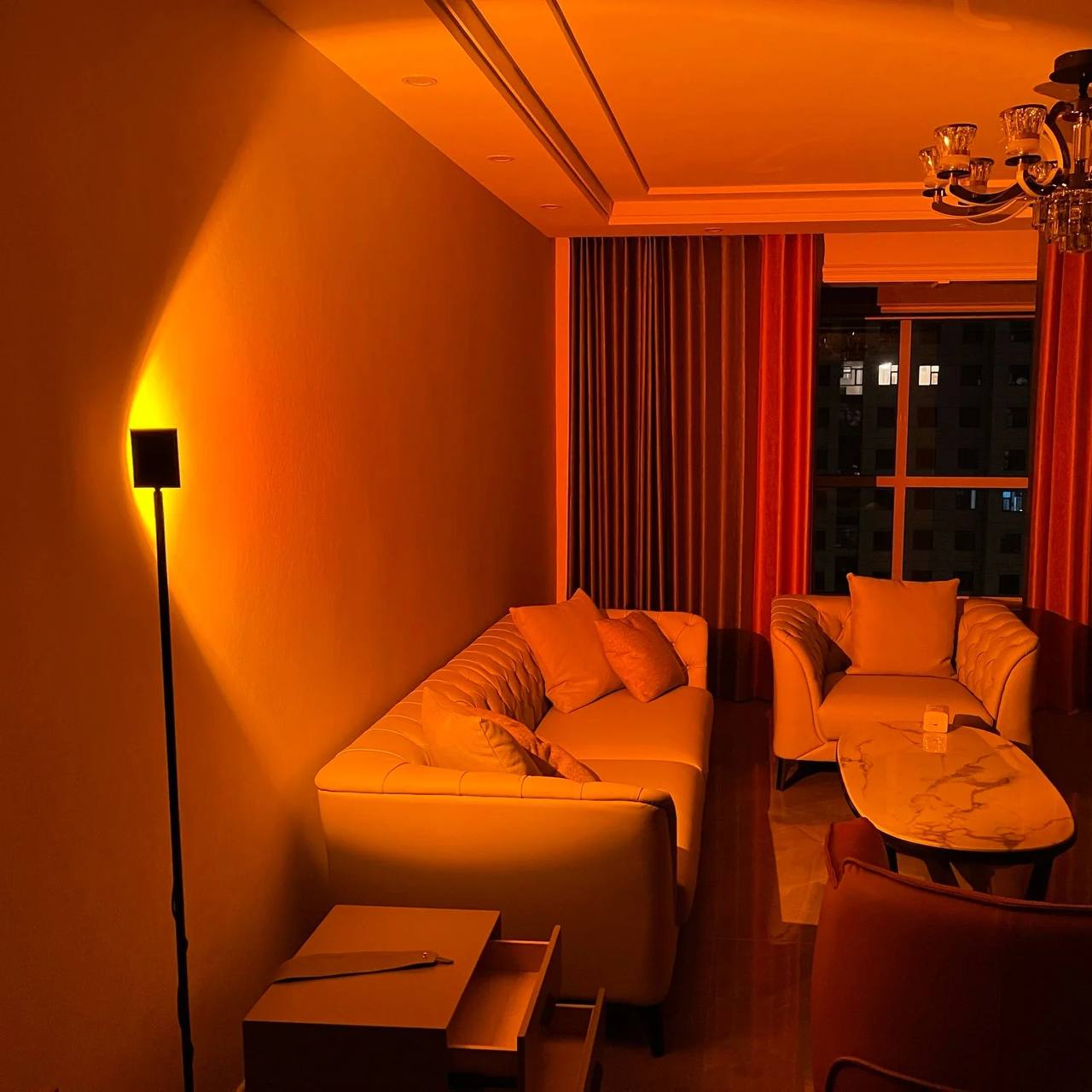 Sleek LED Floor Lamp with Ambient Glow Effect