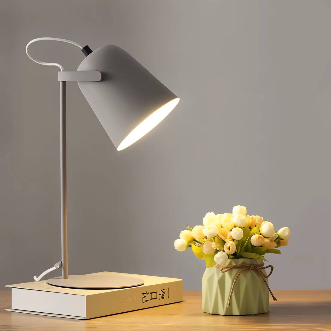 Chic Glass Table Lamp, Sleek Adjustable Office Lamp