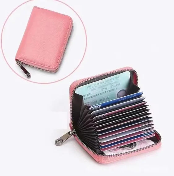 Slim Multi-Slot Card Holder Wallet with RFID Protection for Women – Compact Leather Credit Card Organizer Case for Purse, Travel &