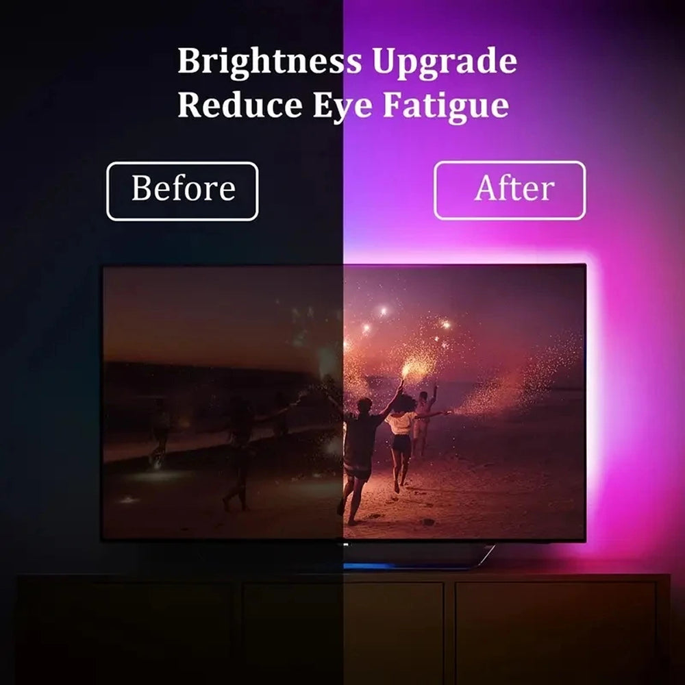 Smart RGBIC LED Bias Lighting for 55-75 inch TVs with Camera-Driven Color Matching and Bluetooth App Control