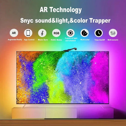 Smart RGBIC LED Bias Lighting for 55-75 inch TVs with Camera-Driven Color Matching and Bluetooth App Control