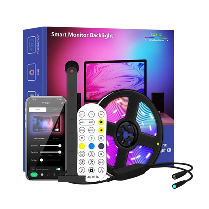 Smart RGBIC LED Bias Lighting for 55-75 inch TVs with Camera-Driven Color Matching and Bluetooth App Control