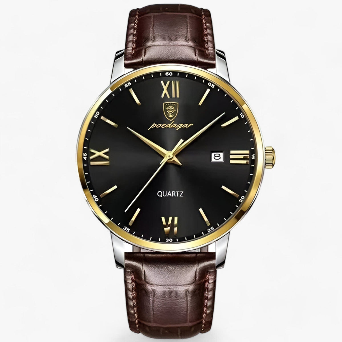 Men's Quartz Watch with Genuine Leather Band – Dress Timepiece for Business & Formal Wear