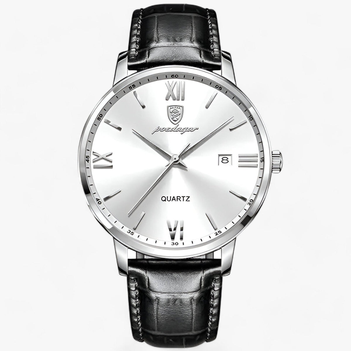 Men's Quartz Watch with Genuine Leather Band – Dress Timepiece for Business & Formal Wear