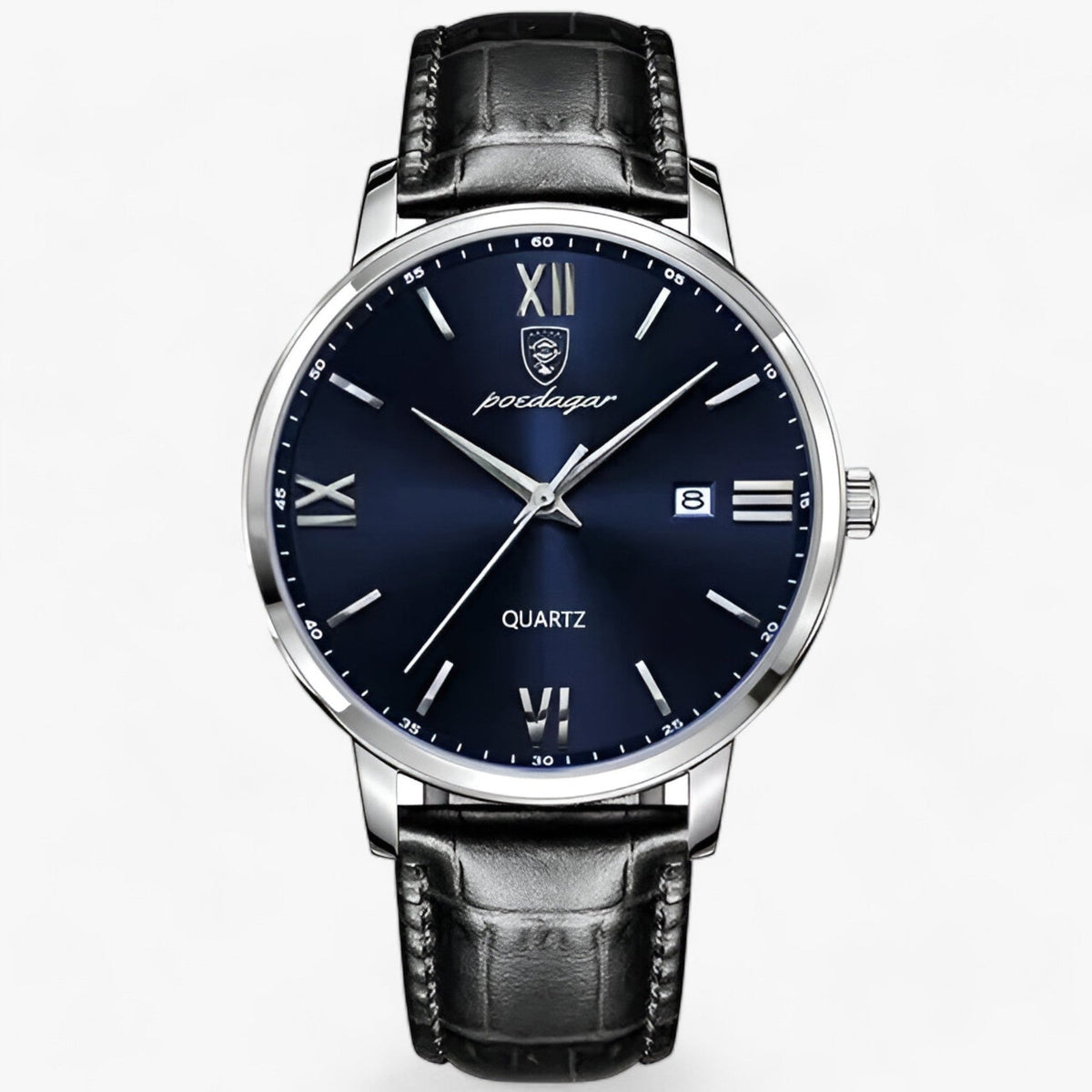 Men's Quartz Watch with Genuine Leather Band – Dress Timepiece for Business & Formal Wear