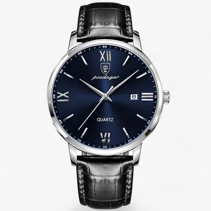Men's Quartz Watch with Genuine Leather Band – Dress Timepiece for Business & Formal Wear