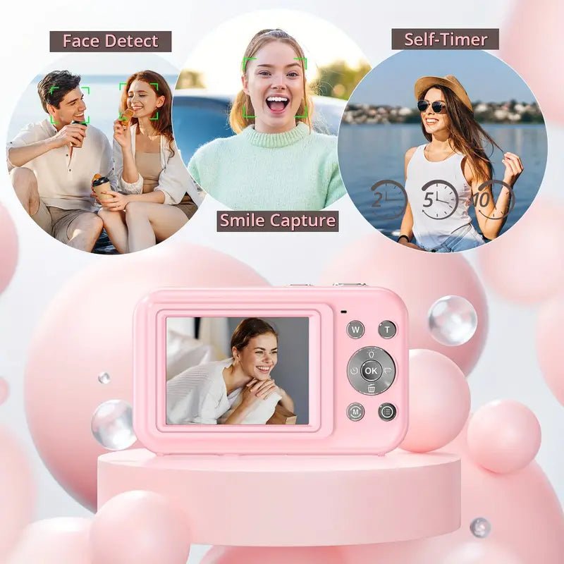 Compact Digital Camera 1080p HD Video & Photos Retro Style Lightweight Point-and-Shoot Auto Settings Instant Preview Travel Party Everyday