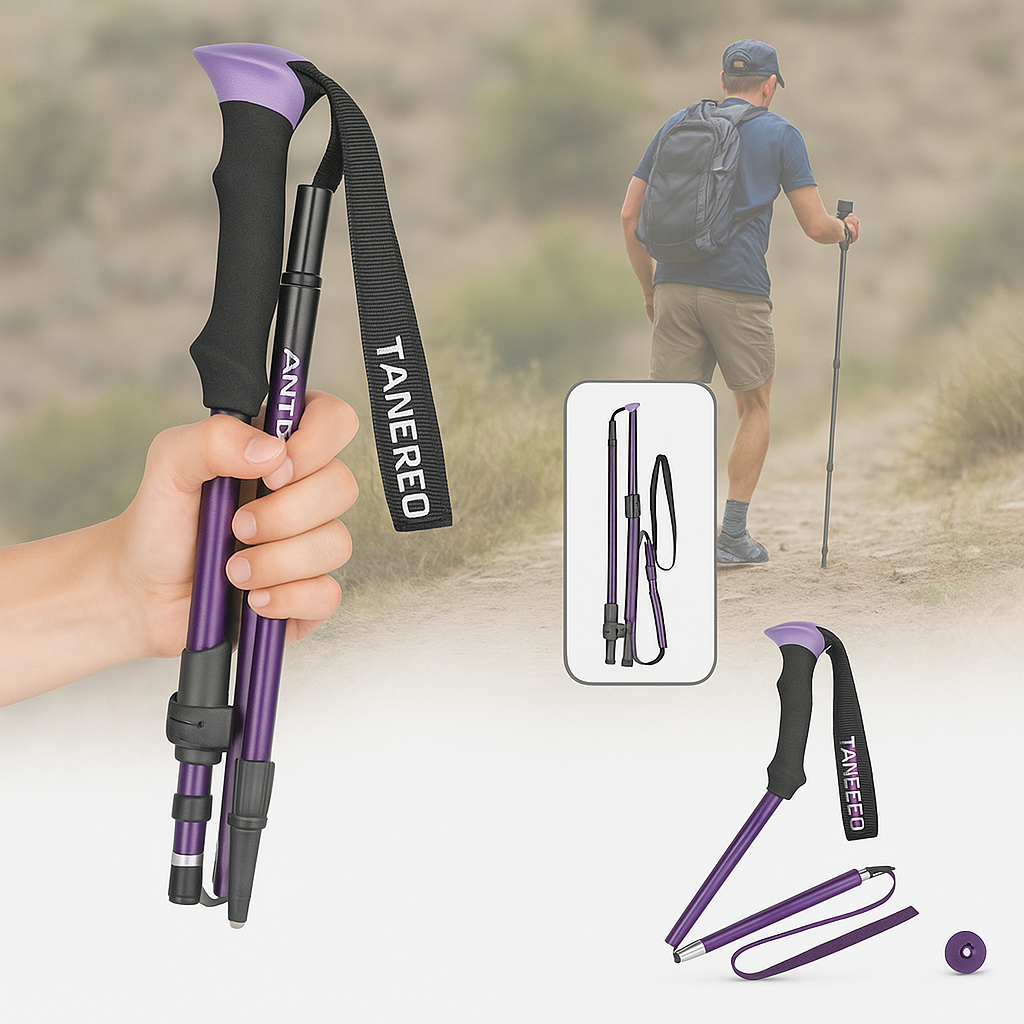 Telescoping Trail Poles for Hiking 43-53 in Collapsible Lightweight Alloy Support Sticks with Quick-Lock Mechanism for Mountain Trekking For