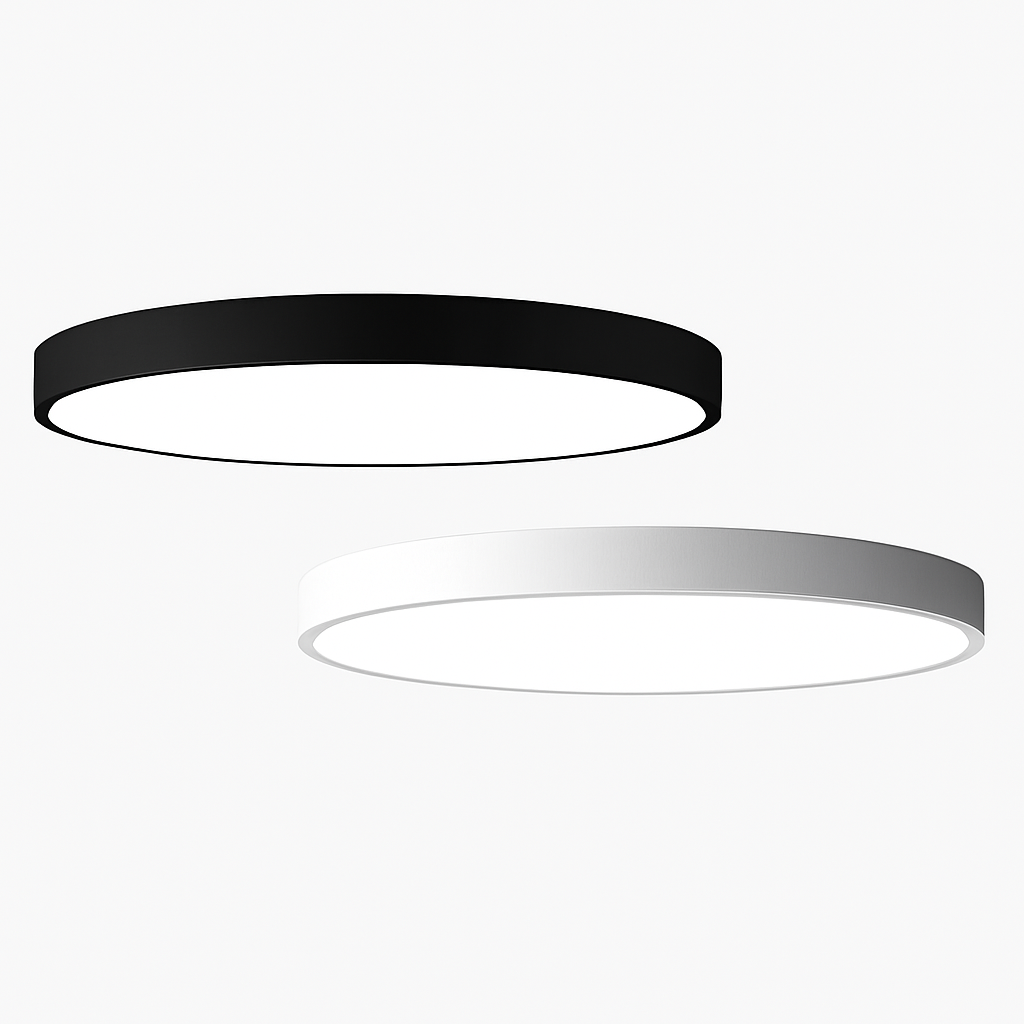 Flush Mount LED Ceiling Light with Frosted Glass Diffuser – Dimmable Round Fixture for Bedroom Kitchen Living Room – Iron Frame 9–24 Inch Mo