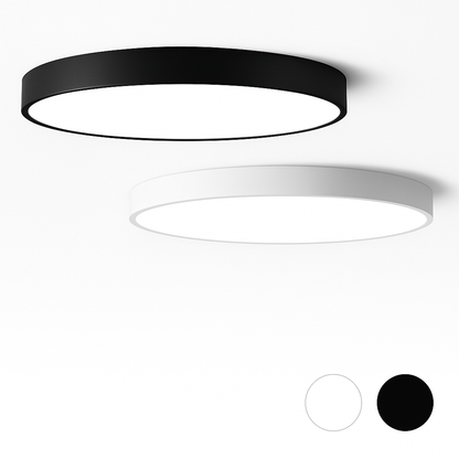 Flush Mount LED Fixture Round Iron Frosted Diffuser Adjustable Brightness Black White Overhead Lighting for Home Office Bedroom Kitchen 24 i