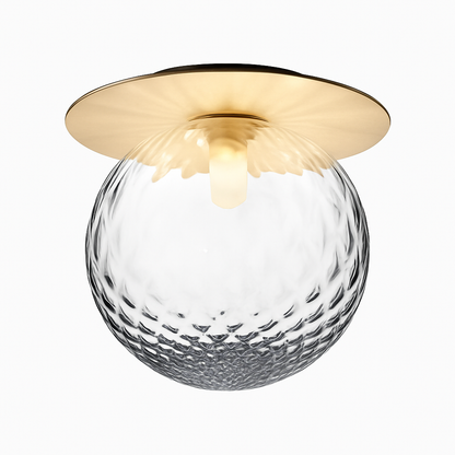 Round Gold Ceiling Light with Glass Globe – LED Flush Mount Fixture for Bedroom & Living Room