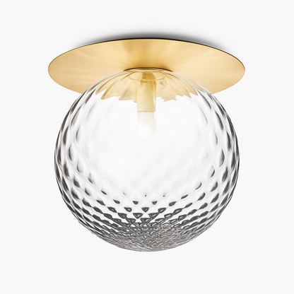 Round Gold Ceiling Light with Glass Globe – LED Flush Mount Fixture for Bedroom & Living Room