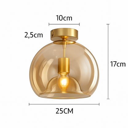 Decorative LED Flush Mount Light with Tinted Glass Globe for Bedroom Hallway Kitchen Dining | Surface Mount Fixture | E27 Bulb Included
