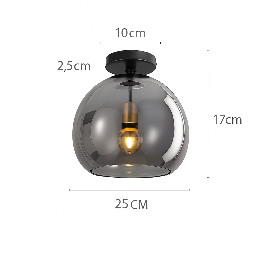Decorative LED Flush Mount Light with Tinted Glass Globe for Bedroom Hallway Kitchen Dining | Surface Mount Fixture | E27 Bulb Included