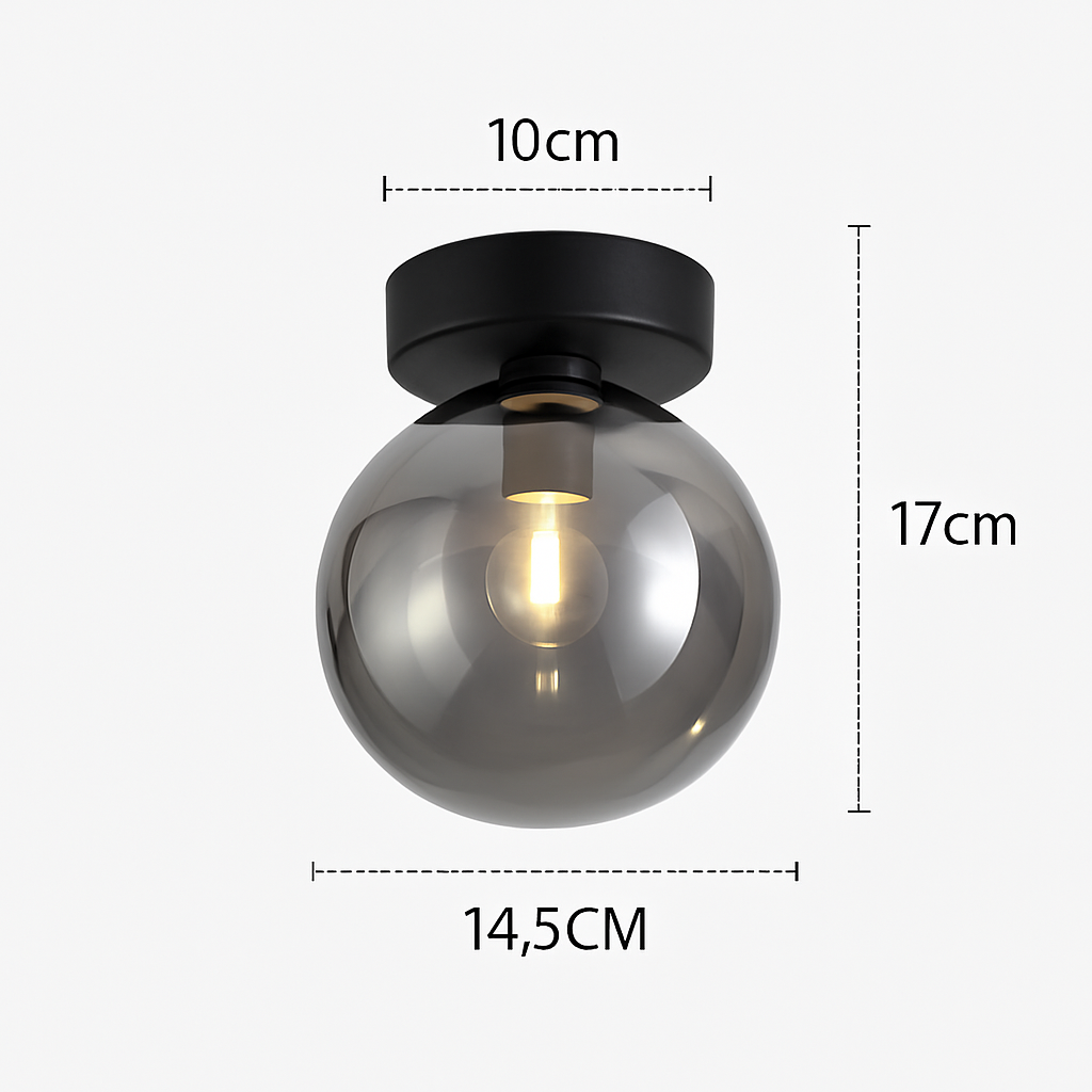Decorative LED Flush Mount Light with Tinted Glass Globe for Bedroom Hallway Kitchen Dining | Surface Mount Fixture | E27 Bulb Included
