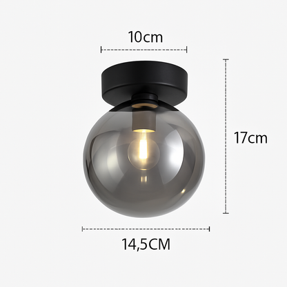 Decorative LED Flush Mount Light with Tinted Glass Globe for Bedroom Hallway Kitchen Dining | Surface Mount Fixture | E27 Bulb Included