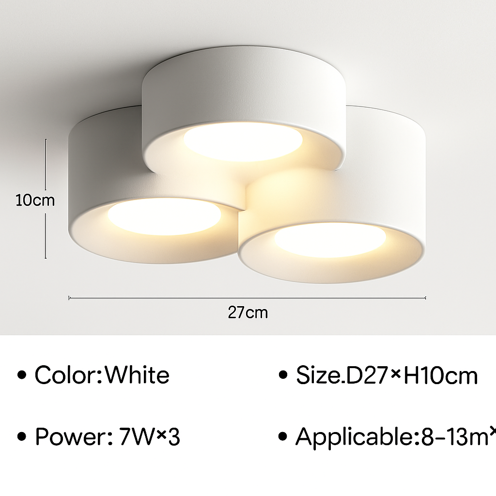 Cylinder Downlight Spotlight LED Surface Mount Ceiling Fixture for Kitchen, Hallway, Bedroom, Modern Minimalist Indoor Accent Lighting
