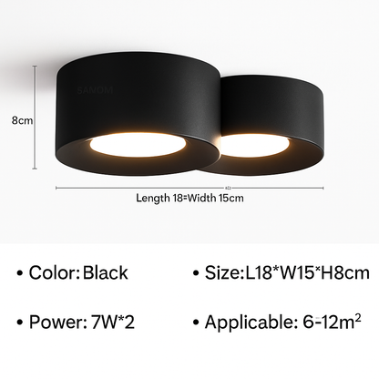Cylinder Downlight Spotlight LED Surface Mount Ceiling Fixture for Kitchen, Hallway, Bedroom, Modern Minimalist Indoor Accent Lighting