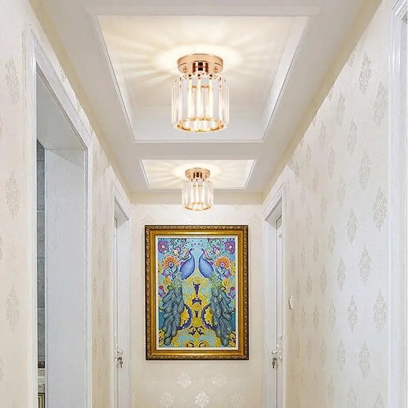 Vintage Flush Mount Glass Ceiling Fixture 5 in Black Gold E27 for Bedroom Hallway Living Room Retro Lighting