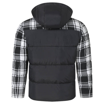 Checkered Insulated Puffer Coat – Lightweight Winter Jacket for Men – Water-Resistant Polyester Outerwear