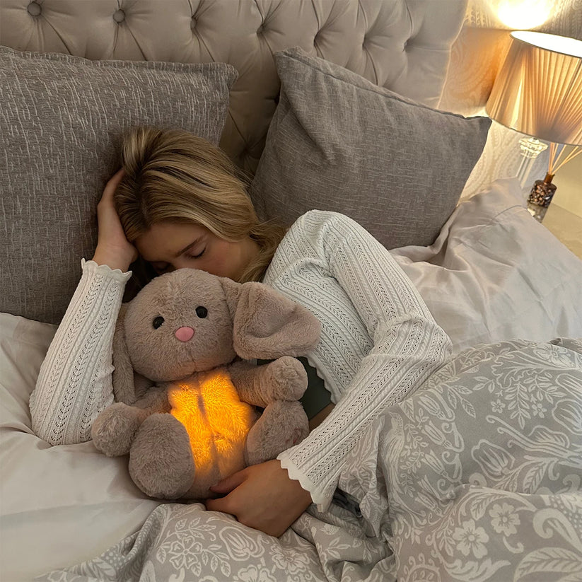 Breathing Plush Sleep Companion with Night Light & Soothing Sounds for Kids & Adults - Bedtime Relaxation Buddy