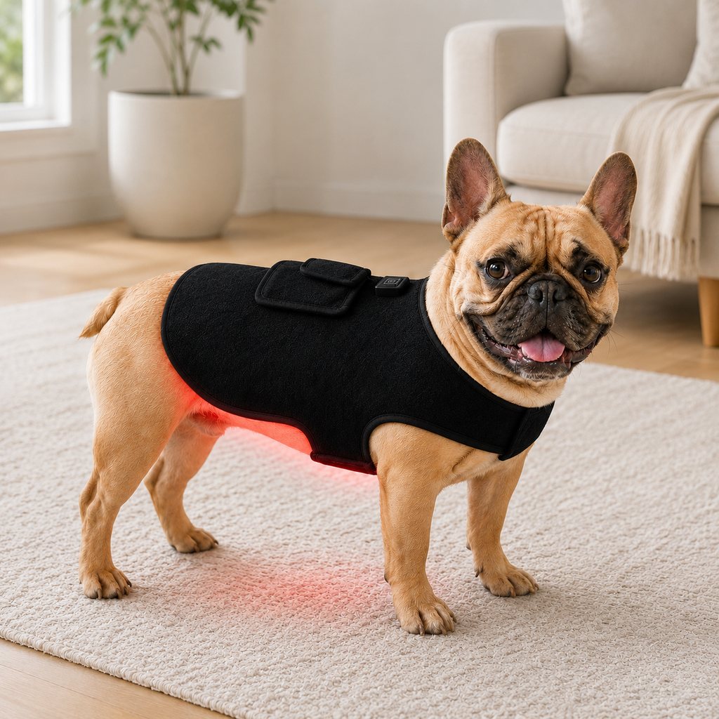Ortekor Pet Red Light Therapy Vest for Dogs & Cats – 660nm + 850nm Near-Infrared for Back, Hip, Joint & Muscle Comfort – USB or Rechargeable