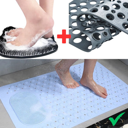 SafeGrip | Non-Slip Shower Mat with Built-in Foot Scrubber | Enhanced Hygiene for Safe and Clean Showers