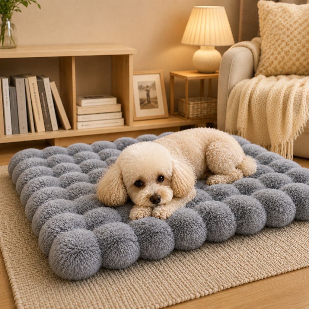 Ortekor Plush Cat Bed Mat for Indoor Naps - Non-Slip Washable Faux Fur Cushion for Cats & Small Dogs
